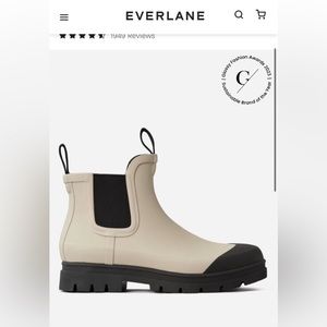 Everlane “The Rain Boot.” Cream/Stone and black, size 10.